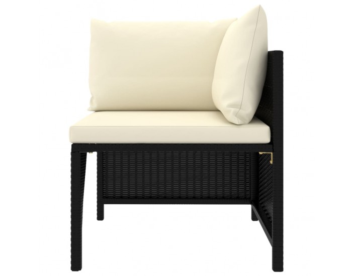 Sonata H 2-местен градински диван с възглавници, черен полиратан