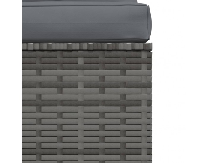 Sonata H Градински среден диван с възглавници, сив, полиратан