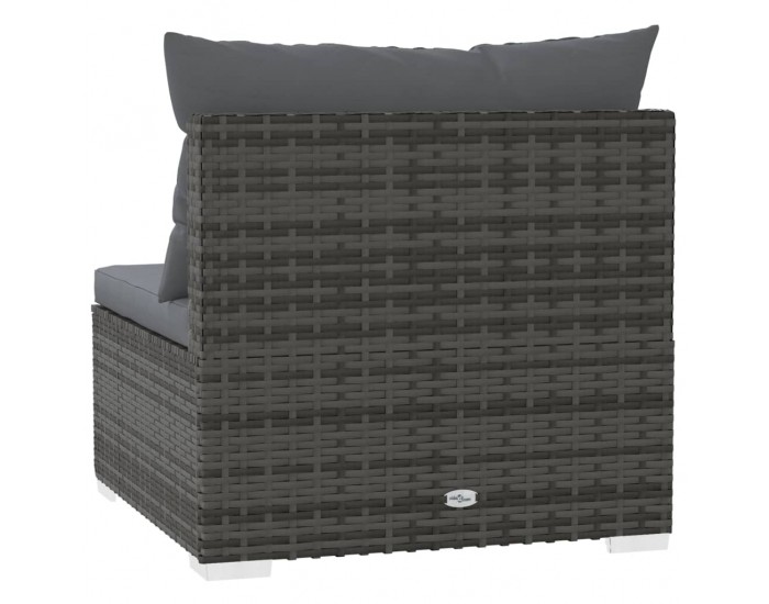 Sonata H Градински среден диван с възглавници, сив, полиратан