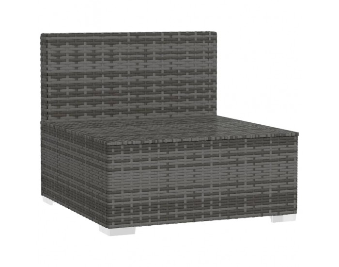 Sonata H Градински среден диван с възглавници, сив, полиратан