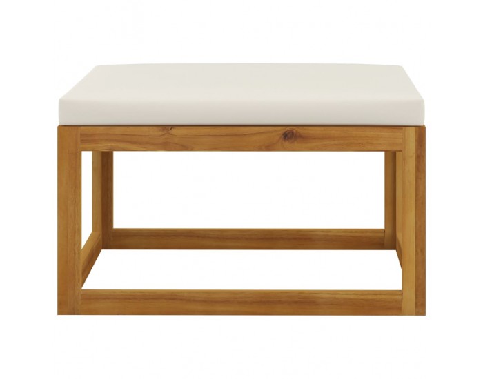 Sonata H Табуретка, кремава възглавница, акациево дърво масив