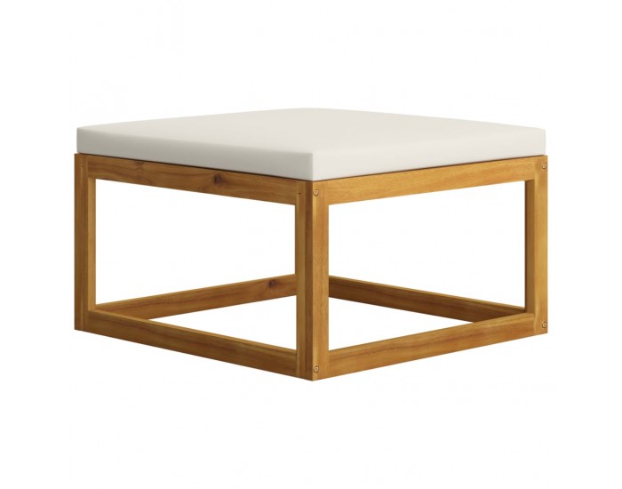 Sonata H Табуретка, кремава възглавница, акациево дърво масив