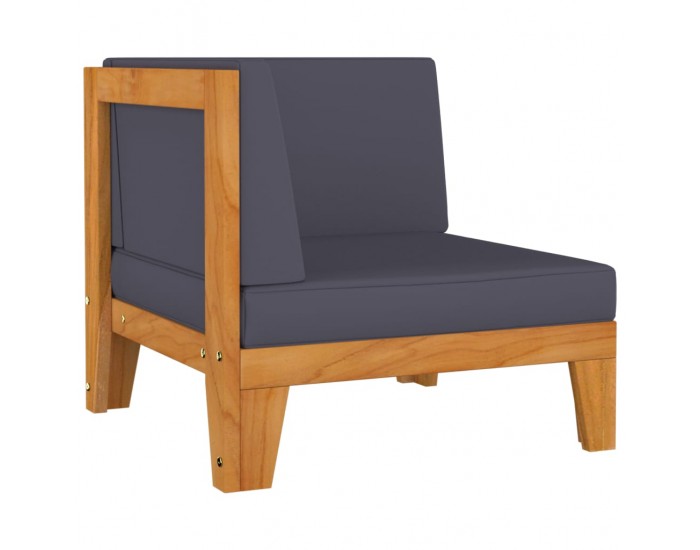 Sonata H Модулен ъглов диван с тъмносиви възглавници, акация масив