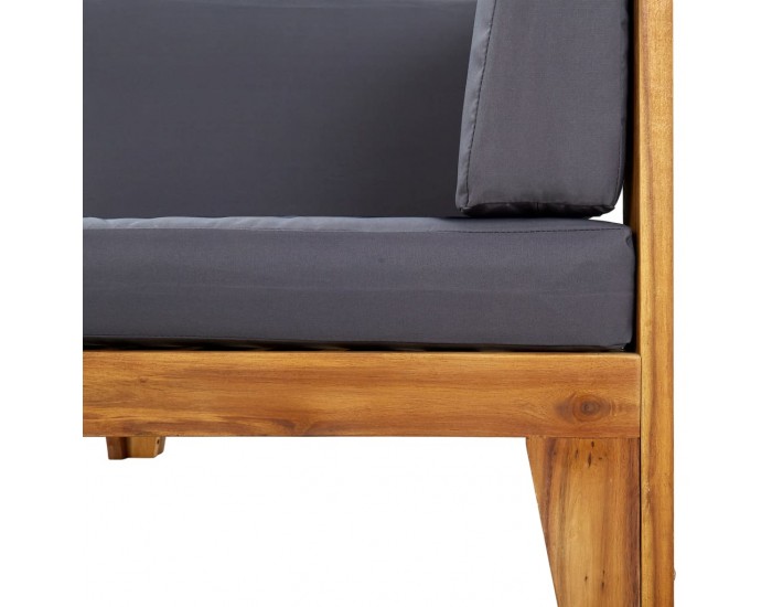 Sonata H Модулен ъглов диван с тъмносиви възглавници, акация масив