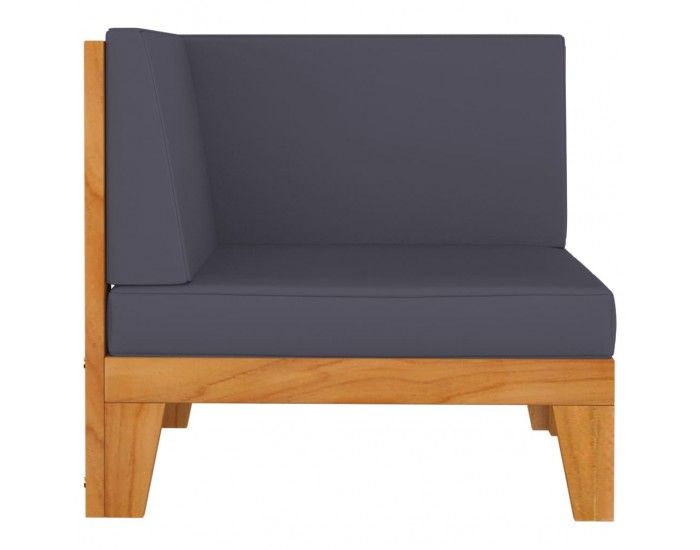 Sonata H Модулен ъглов диван с тъмносиви възглавници, акация масив