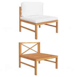 Sonata H Среден диван с кремави възглавници, тиково дърво масив - Инструменти, Аксесоари за градината