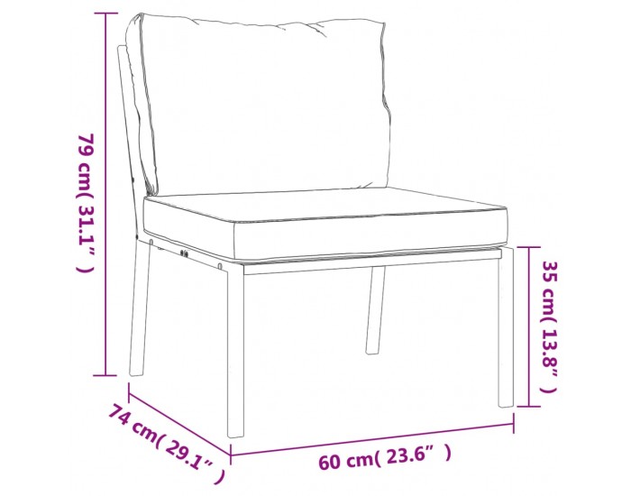 Sonata H Градински столове със сиви възглавници 2 бр 60x74x79 см стомана