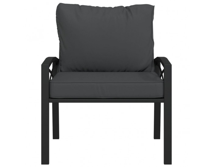 Sonata H Градински столове със сиви възглавници 2 бр 68x76x79 см стомана