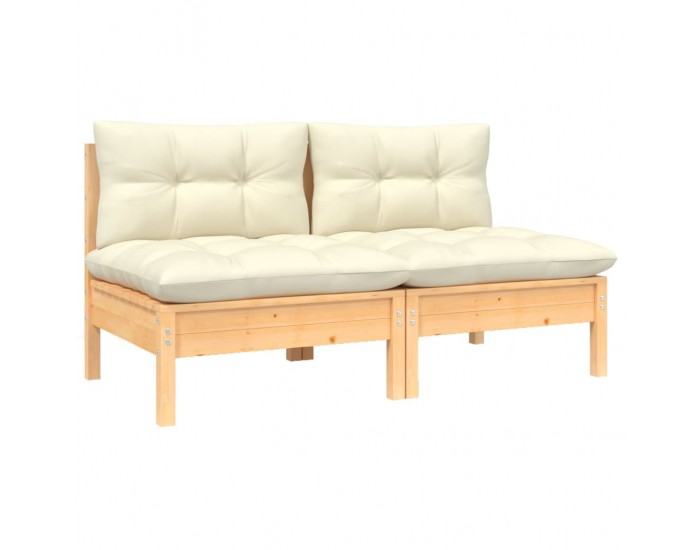 Sonata H 2-местен градински диван с кремави възглавници, бор масив