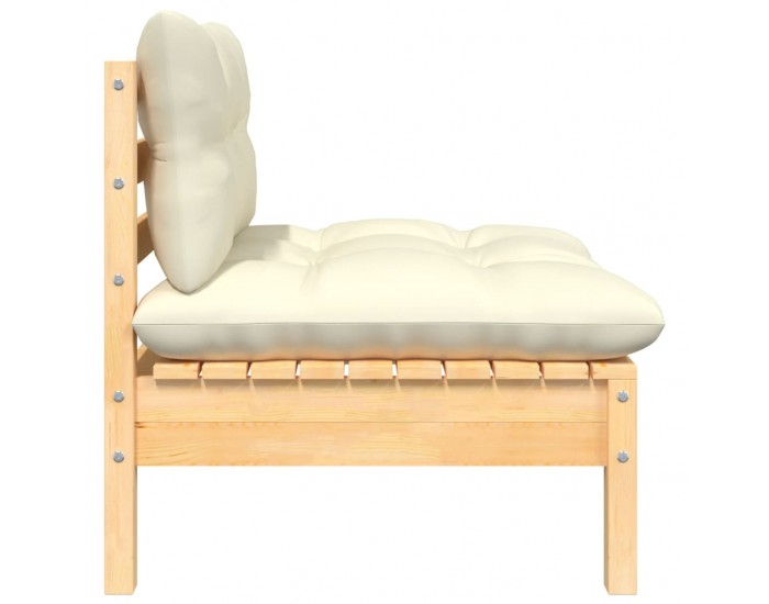 Sonata H 2-местен градински диван с кремави възглавници, бор масив