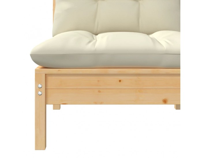 Sonata H 2-местен градински диван с кремави възглавници, бор масив