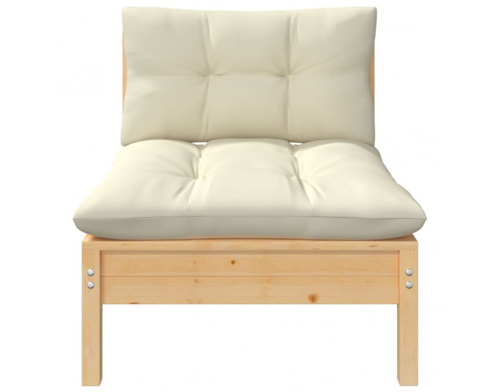 Sonata H 2-местен градински диван с кремави възглавници, бор масив