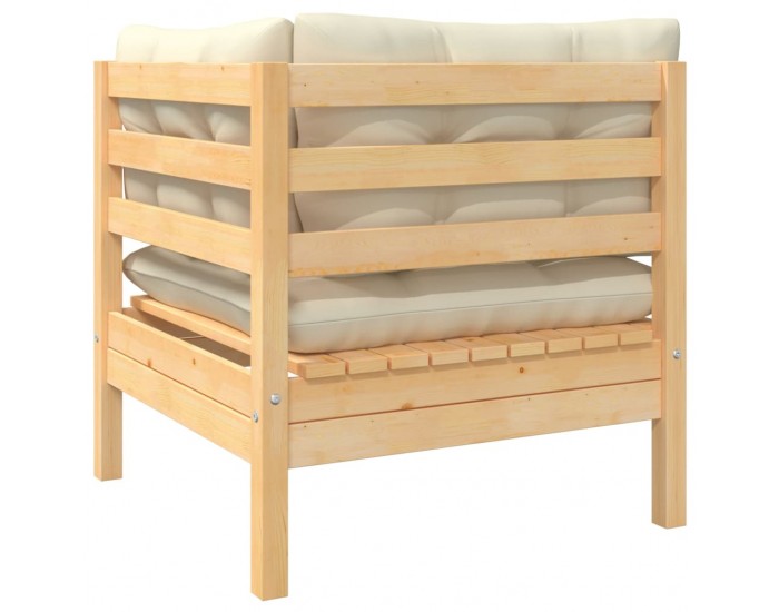 Sonata H 2-местен градински диван с кремави възглавници, бор масив