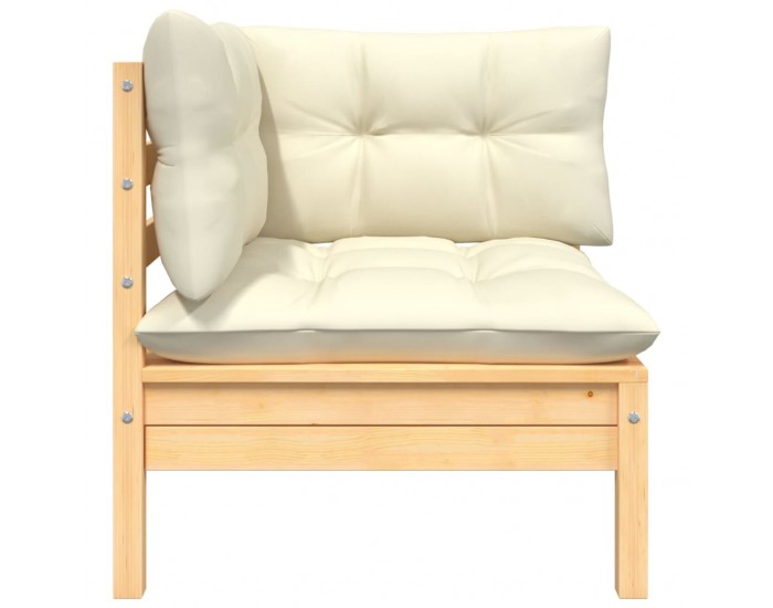 Sonata H 2-местен градински диван с кремави възглавници, бор масив