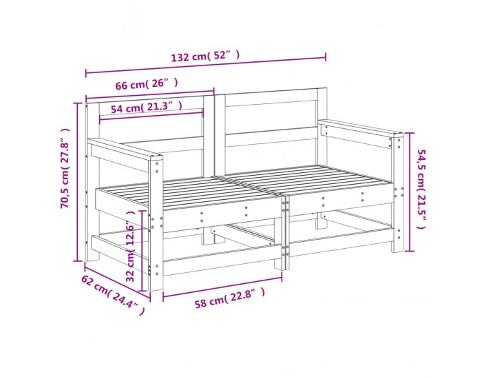 Sonata H Градински ъглови дивани, 2 бр, сиви, бор масив
