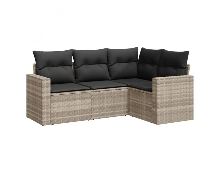 Sonata H Градински комплект с възглавници, 4 части, светлосив полиратан