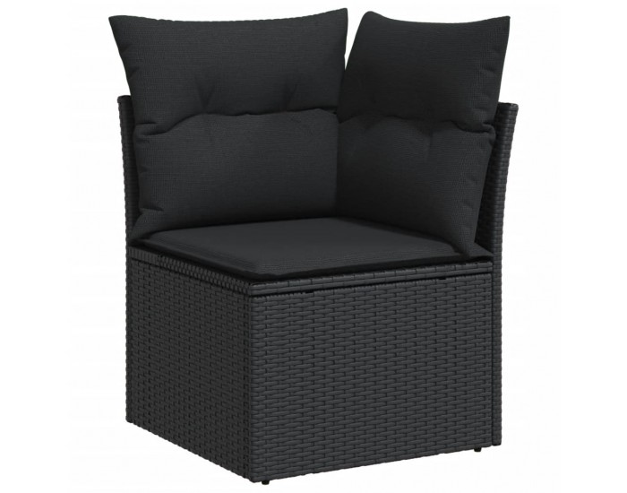 Sonata H Градински комплект диван с възглавници 8 части черен полиратан