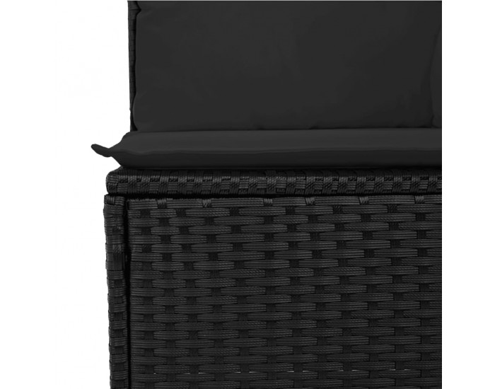Sonata H Градински комплект диван с възглавници 8 части черен полиратан