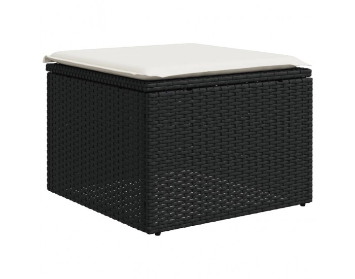 Sonata H Градински комплект диван с възглавници 8 части черен полиратан