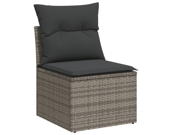 Sonata H Градински диван с възглавници, 7 части, полиратан, сив