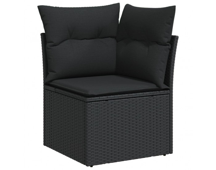 Sonata H Градински комплект диван с възглавници 9 части черен полиратан