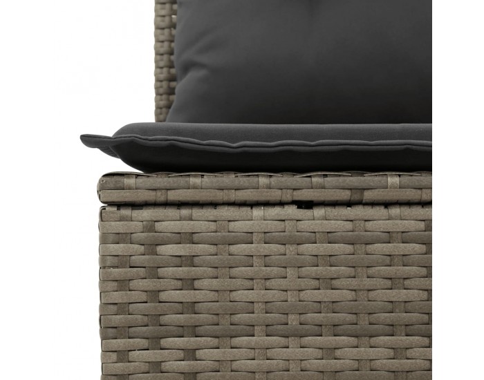 Sonata H Градински диван с възглавници, 7 части, полиратан, сив