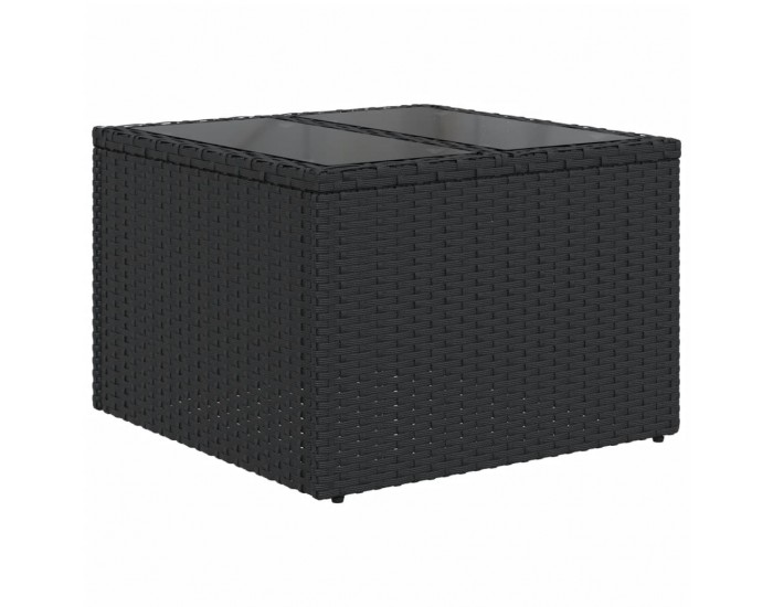 Sonata H Градински комплект диван с възглавници 7 части черен полиратан