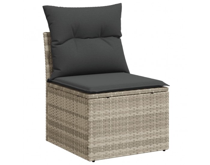 Sonata H Градински комплект с възглавници, 11 части, светлосив полиратан