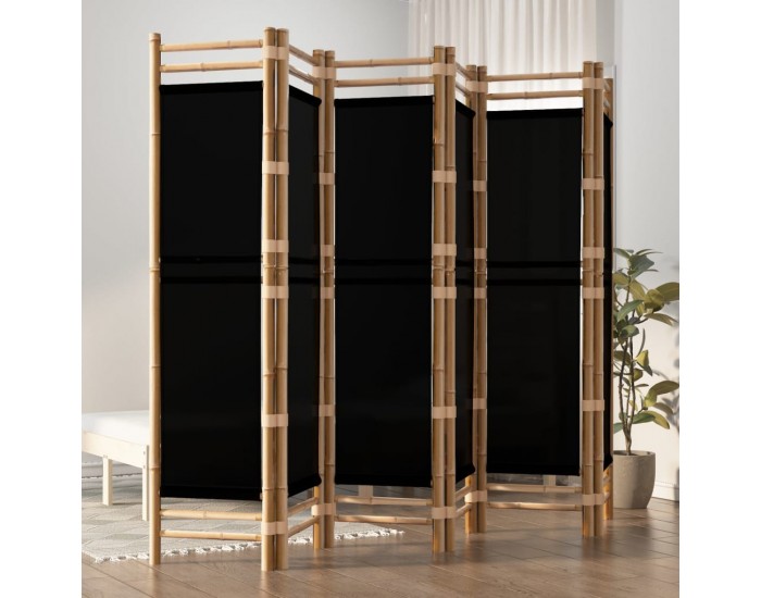Sonata H Сгъваема 6-панелна преграда за стая 240 см бамбук и платно