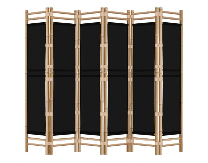 Sonata H Сгъваема 6-панелна преграда за стая 240 см бамбук и платно