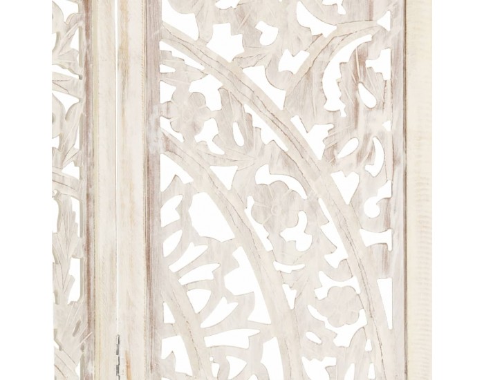 Sonata H Ръчно резбован параван, 3 панела, бял, 120x165 cм, манго масив Sonata H Ръчно резбован параван, 3 панела, бял, 120x165 cм, манго масив