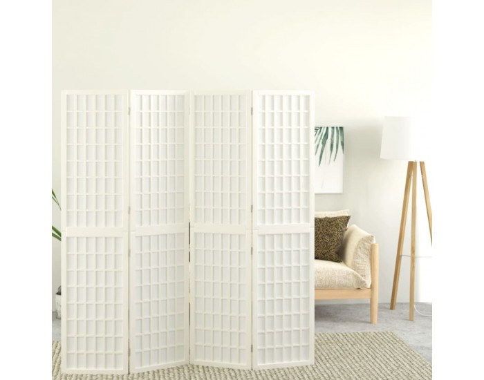 Sonata H Параван за стая, 4 панела, в японски стил, 160x170 cм, бял