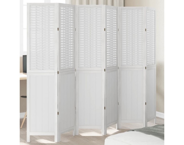 Sonata H Разделител за стая, 6 панела, бял, дърво пауловния масив