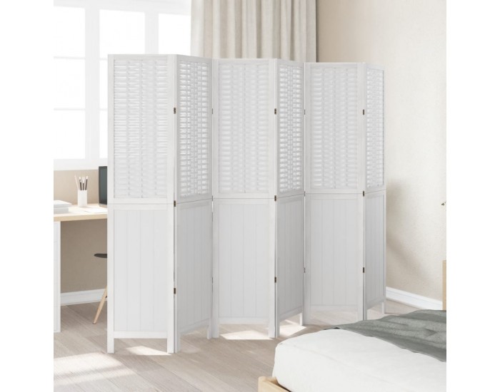 Sonata H Разделител за стая, 6 панела, бял, дърво пауловния масив