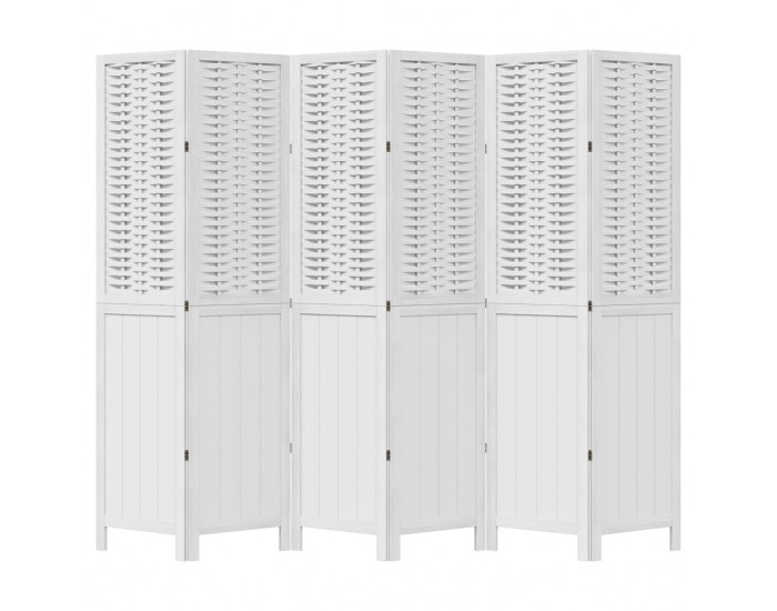 Sonata H Разделител за стая, 6 панела, бял, дърво пауловния масив