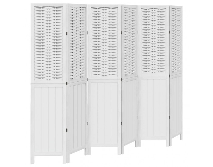 Sonata H Разделител за стая, 6 панела, бял, дърво пауловния масив