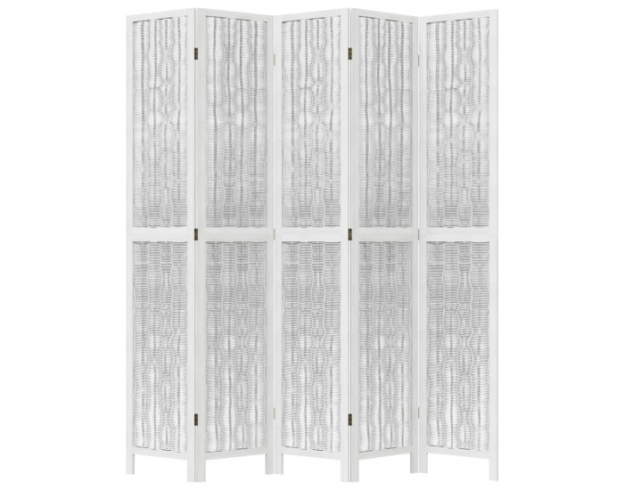 Sonata H Разделител за стая, 5 панела, бял, дърво пауловния масив