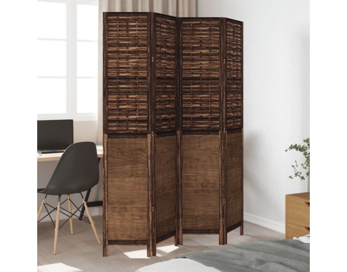 Sonata H Разделител за стая, 4 панела, тъмнокафяв, дърво пауловния масив
