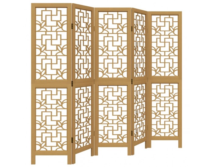 Sonata H Разделител за стая, 5 панела, кафяв, дърво пауловния масив