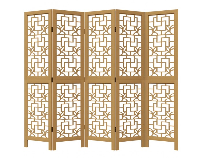 Sonata H Разделител за стая, 5 панела, кафяв, дърво пауловния масив