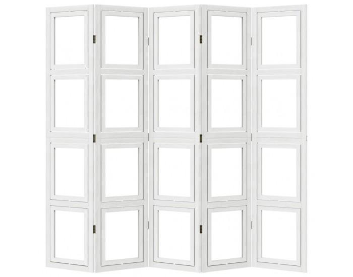 Sonata H Разделител за стая, 5 панела, бял, дърво пауловния масив