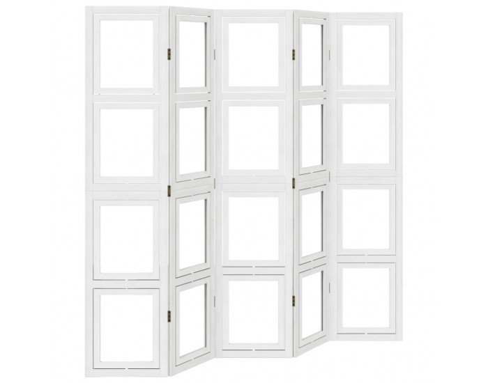 Sonata H Разделител за стая, 5 панела, бял, дърво пауловния масив