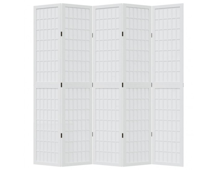 Sonata H Разделител за стая, 5 панела, бял, дърво пауловния масив