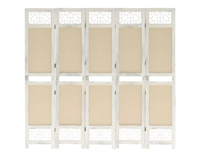 Sonata H Параван за стая, 5 панела, кремав, 175x165 cм, текстил