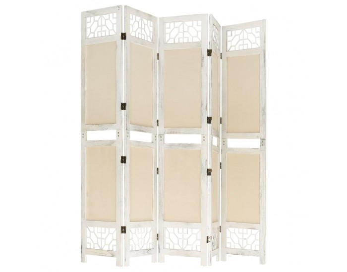 Sonata H Параван за стая, 5 панела, кремав, 175x165 cм, текстил