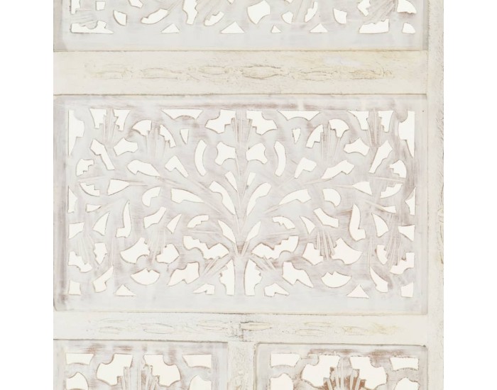 Sonata H Ръчно резбован параван, 4 панела, бял, 160x165 cм, манго масив