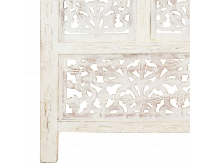 Sonata H Ръчно резбован параван, 4 панела, бял, 160x165 cм, манго масив