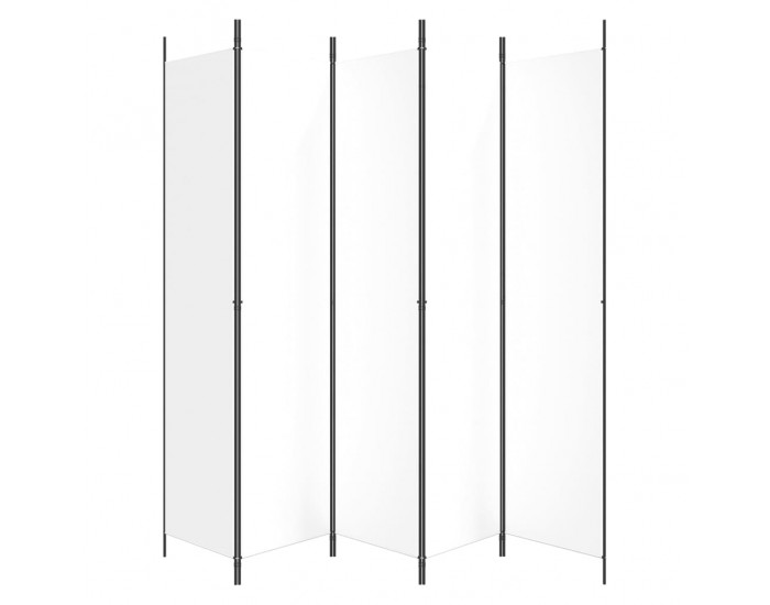 Sonata H Параван за стая, 5 панела, бял, 250x220 см, текстил