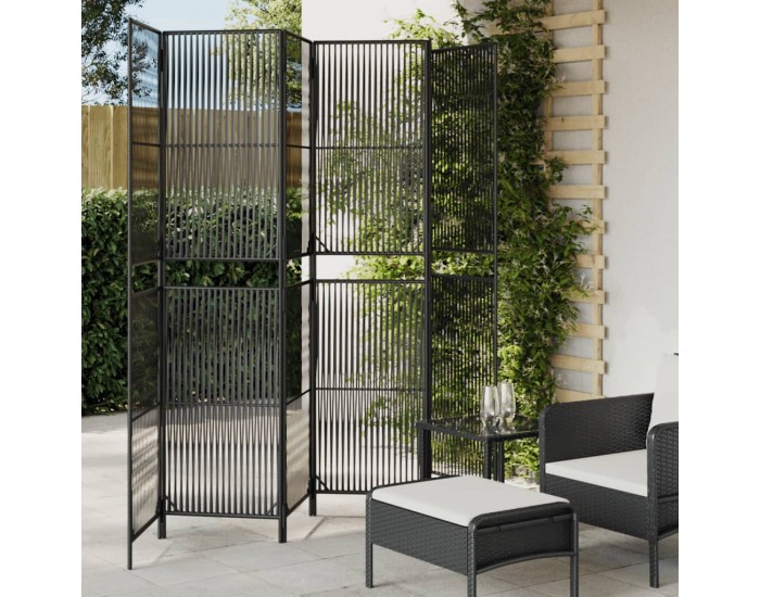 Sonata H Параван за стая, 6 панела, черен, полиратан