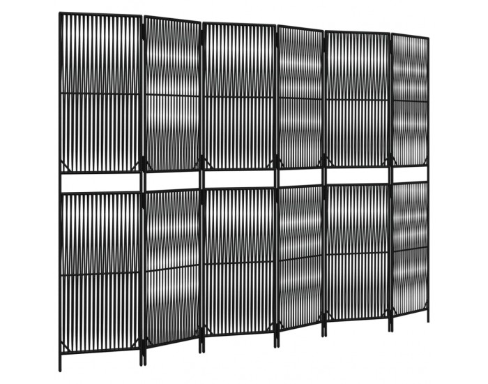 Sonata H Параван за стая, 6 панела, черен, полиратан